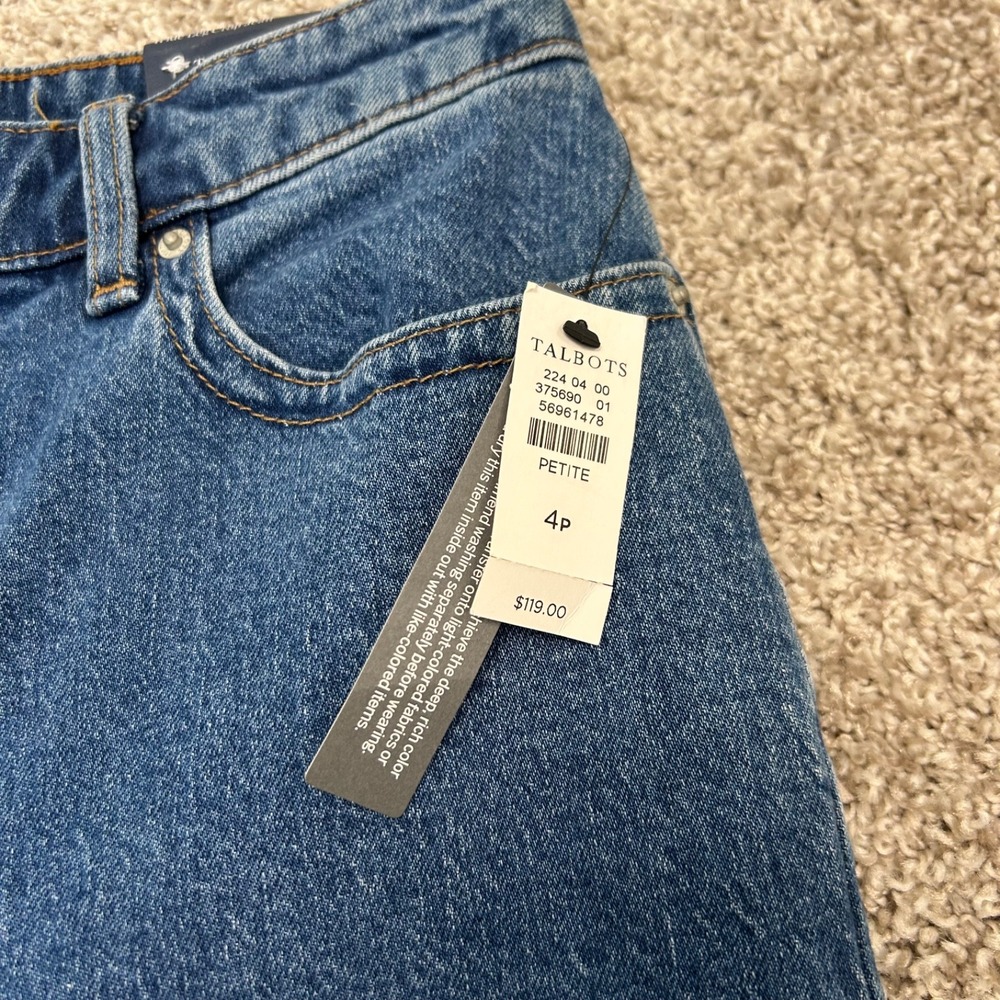 NWT Talbots Wide Leg Crop Jeans Women Size 4 Petite Two Tone Raw Hem $119 - Picture 7 of 11
